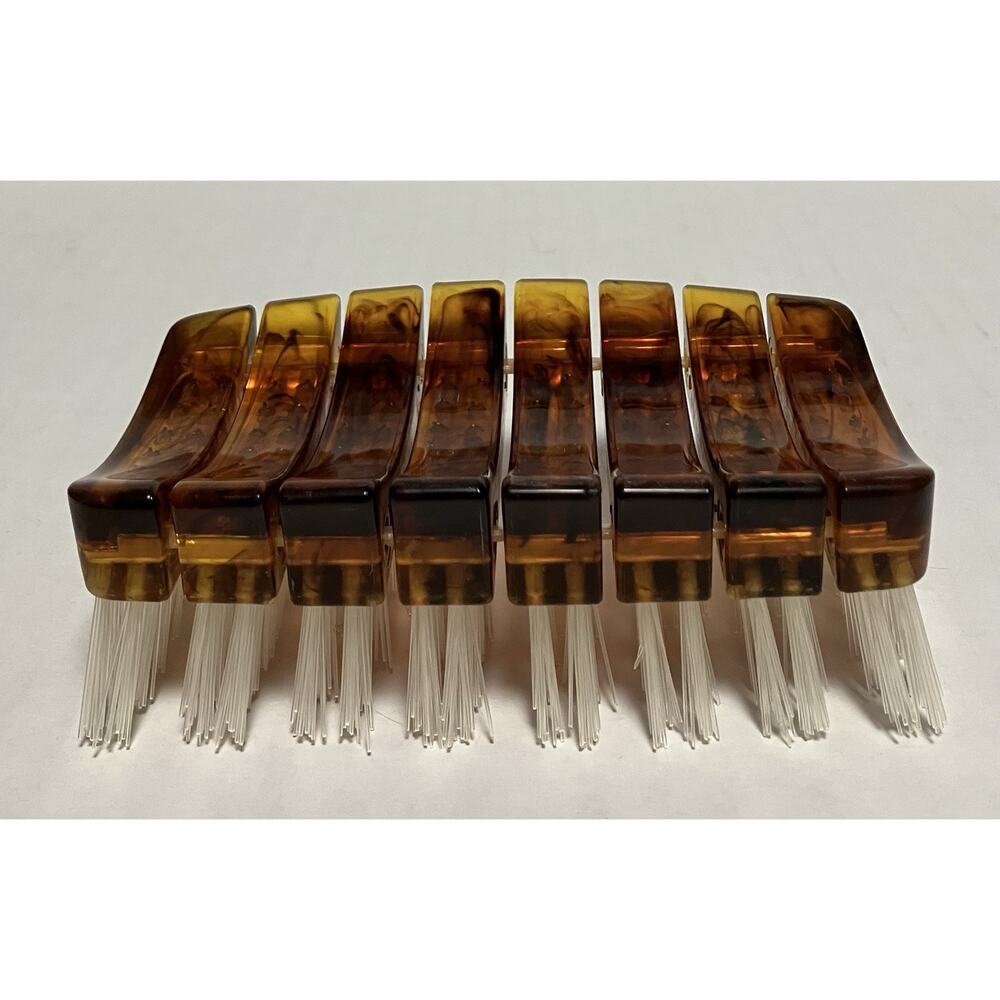 Vintage Stanley Lucite Brush Flexible Back Amber Tortoise Shell Pattern HTF
